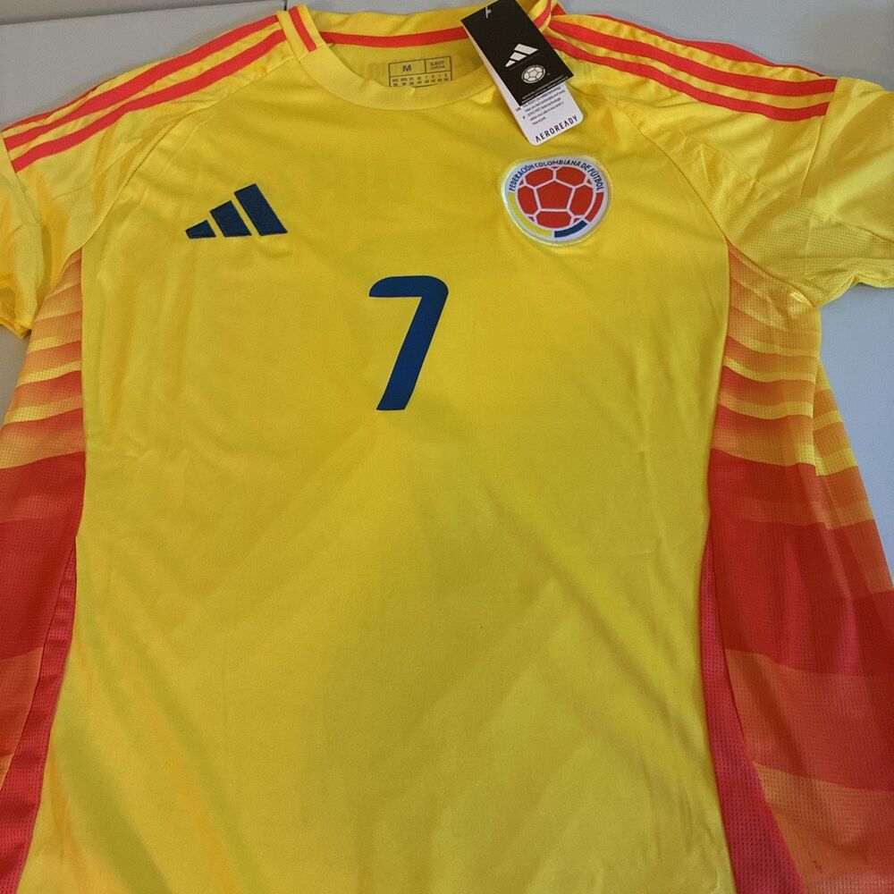 Adidas Columbia National Jersey Luis Diaz #7 Men Yellow Soccer Football sz M NEW